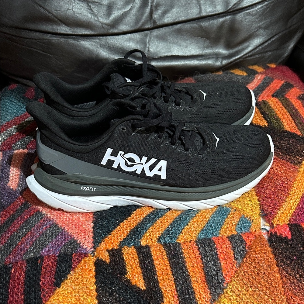 Hoka Men's Black and White Athletic Shoes